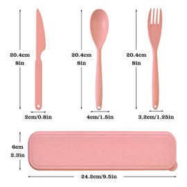 Jumbo Reusable Travel Utensils Set con Estuche, Juego de Cubiertos para Lunch, Juego de Cubiertos Portatiles para Viajes, Trabajo, Escuela, Picnic, Camping o Uso Diario (5 pcs color claro)