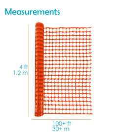 Houseables Plastic Mesh Fence, Construction Barrier Netting, Orange, 4'x100' Feet, 1 Roll, Garden Fencing, Fences Wrap, Above Ground, for Snow, Poultry, Chicken, Safety, Deer, Patio, Garden Netting