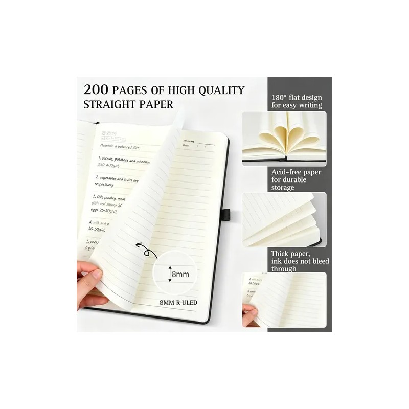 5pcs Libreta A5 Pasta Dura Escolar Oficina 5 Bolígrafos