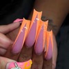 24pcs Curve Press on Nails Extra Long Fake Nails Orange