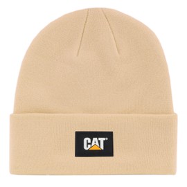 Caterpillar Men's CAT Label Cuff Beanie, Cream