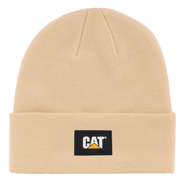 Caterpillar Men's CAT Label Cuff Beanie, Cream