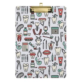 Dentistry Icons Dental Elements Office Clip Boards A4 Size 12.5" x 9" Acrylic Clipboards Clipboard with Big Clip with Low Profile Clip for Classroom Elementary