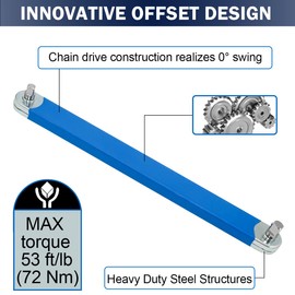 Zzyyldu Offset Extension Wrench,15 inch Impact Ready Extension Wrench Tool With 1/4", 3/8", And 1/2" Square Drive Adapters，Zero Degree Ratchet Extension set