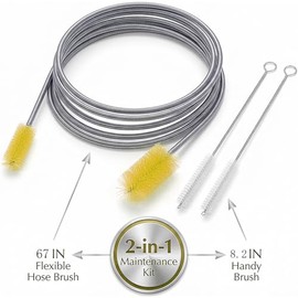 Cepillo de desagüe flexible, limpiador de nailon, manguera elástica de doble cara, 170,2 cm y 2 cepillos de limpieza de pajita de 20,8 cm