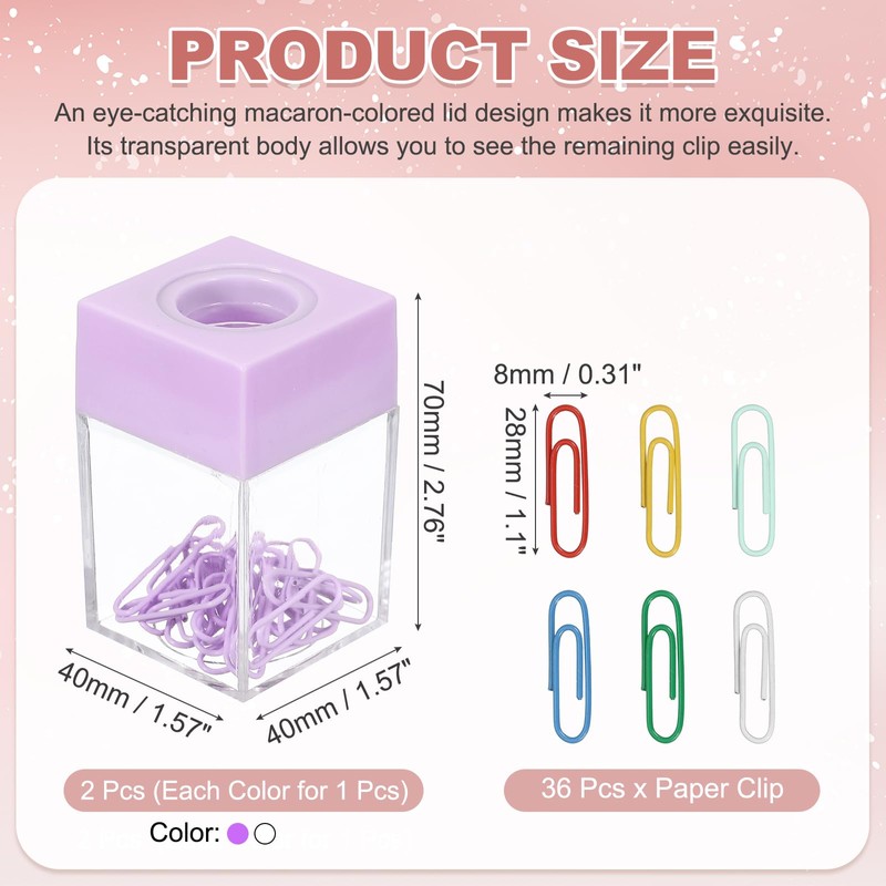 PATIKIL Magnetic Paper Clip Holder Dispenser, 2 Pack Large Capacity