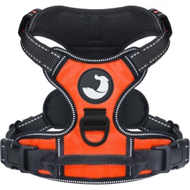 Joytale Dog Harness Small Dog No Pull Harness for Dogs with 2 Clips, Adjustable Soft Padded Dog Harness Reflective with Easy Control Handle for Walking and Training, Orange, S