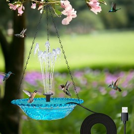 AIXXCUVQ Garden Floating Fountain with Maximum Bird Play Space USB Powered Bird Bathtub ABS Outdoor Garden Bathtub, Grey