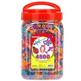 Eppingwin 2.5 lb Wholesale Large Pony Beads (6x9 mm) Bucket, Easy Storage Glitter Pony Beads Bulk, Over 4500 Pony Beads for Jewelry Making, Beads for Crafts (Glitter)