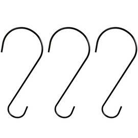 S字フック 大 30cm 3本セット メタル S字フック ステンレス 最大耐荷重約13kg 落ちない 植物 吊り下げ 鳥の餌やり/バスケット/風鈴 庭の飾り ブラック 屋内屋外使用