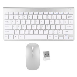 Smart Wireless Keyboard Mouse Kit Silent LED Indicator Waterproof Power Saving Compact Keyboard Mouse Set for Office Silver