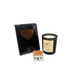 Exclusively Irish Set of 3 Items Vanilla and Fig Large Tumbler Natural Wax Candle Scotland Leather Journal and Handcrafted Ceramic House Seamist Rustic Homedecor Housewarming Gift