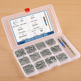 Screw & Bolt Assortment Sets - 340PCS Stainless Steel Nuts and Bolts Assortment Kit, M4 Phillips Pan Head Machine Screws with Case for Cabinet Drawer Cupboard Closet Handles Outlet Box