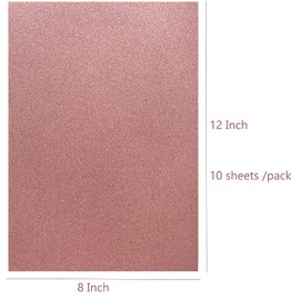 Qililandiy Pack of 10 Glitter Cardboard Paper Decorative Paper A4 Card Glitter Paper One-sided Craft Paper for DIY Crafts Scrapbooking Invitation Cards (Pink Gold)