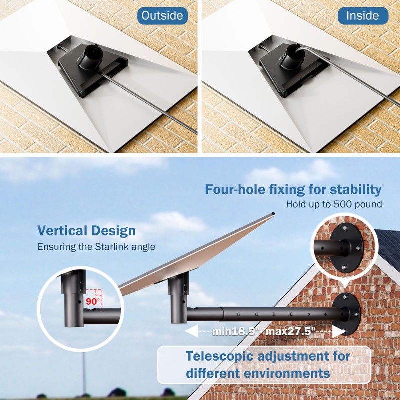 Starlink Gen 3 Extendable Wall Mount Kit for Internet Satellite,