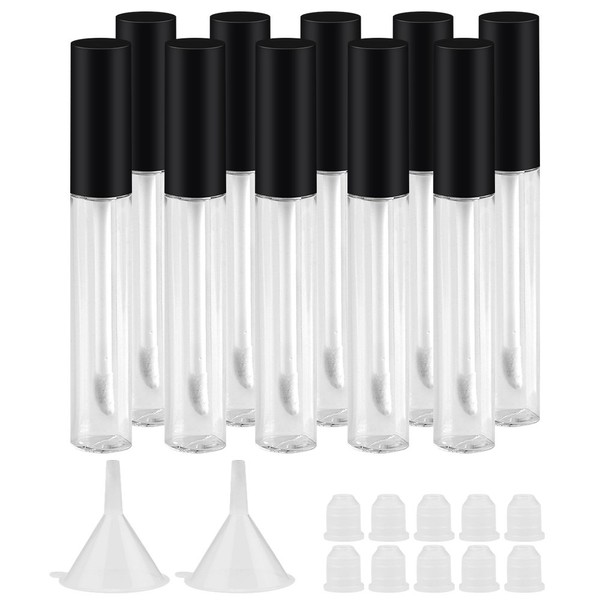 GTHER 10PCS 10ML Empty Lip Gloss Containers Tube & Black