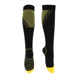 X AUTOHAUX Cycling Socks Breathable Sweat-Absorbent Outdoor Bike Socks Yellow Black Size L-XL Neutral and Universal 1 Pair Chevron Stripes