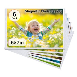 KKJCXY Magnetic Picture Frame, Holds 5X7 Inches Pictures, Reusable White Magnet Fridge Photo Sleeves for Refrigerator, Locker,Office Cabinet (White, 6) (6Pcs)