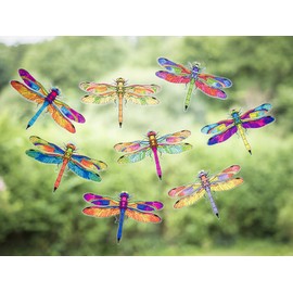 Window Stickers - 8 Beautiful Dragonflies Decorative Electrostatic Stickers - Prevent Birds Bumping Into Your Windows