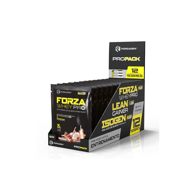 Forzagen ProPack Protein Proteínas Whey-Iso-Gainer 12 Sobres Variedad de Sabores