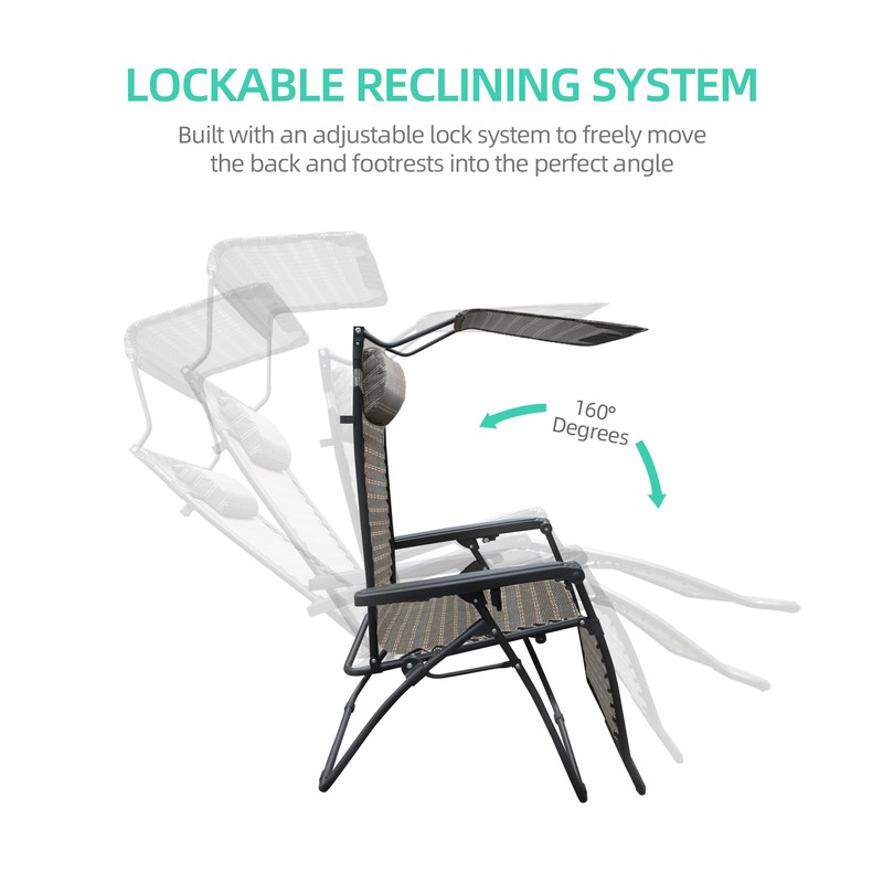 Oversized Zero Gravity Chair with Sunshade and Drink Tray -