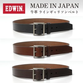 Edwin Garrison 0111130 Men's Belt, 1.6 inches (40 mm), 46.1 inches (117 cm), Made in Japan, Cowhide Leather, 22269288, dark brown