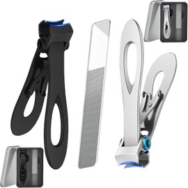 Nail Clippers for Thick Nails, Stainless Steel Nail Clippers Set with Nail File, Toenail Scissors for Thick Nails, Stainless Steel Large Toenail Clippers, Nail Clippers for Seniors Men, 2 Pieces