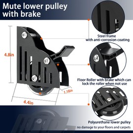 9.9FT Sliding Library Ladder Hardware,PU Silent Bottom Wheel with Brake, Carbon Steel Material Rolling Ladder Hardware No harm to Floors and Carpets, MAX Load 300lb