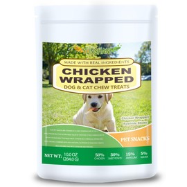 YUNSHAN Dog and Cat Snacks 10.0 onces,Chicken Wrapped Rawhide Dog Chew Sticks, High Protein Pet Treats