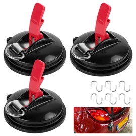 Encuryna Suction Cup Hook Camping, 3 Suction Cups with 6 S-Hooks, Extra Strong Suction Cups, Suction Hook Set for Household, Suitable for Connecting Awnings, Washing Lines etc., Car Tensioner