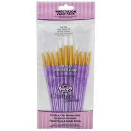 Royal and Langnickel Crafter's Choice Round Taklon Variety Brush Set - White (Pack of 11)
