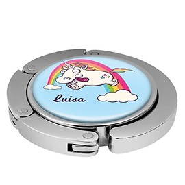 Taschenhalter Verrücktes Einhorn Personalisiert mit Namen Luisa printplanet Chrom