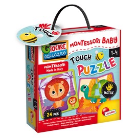 Lisciani Montessori Baby Tactile Puzzle - Educational Game - 6 Puzzles of 4 Pieces - For Children from 1 to 4 Years - Sensory and Autonomy Development - Made in Italy