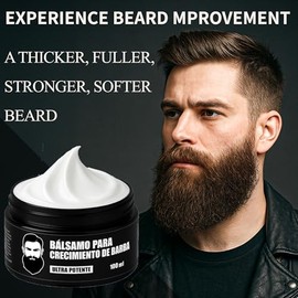 Estimulante de Barba, Bálsamo Para Crecimiento De Barba Ultra Potente, Crema Para Barba, Beard Growth Balm, Para una Barba y Cabello Más Gruesos y Lle