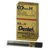 Pentel Super Hi-Polymer Refill Leads, 0.5 mm, Grade H, 1 Pack of 12 Tubes
