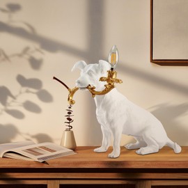 CHABEI Modern Resin Carved Dog Table Lamp,Desk Lamp,Floor Lamp,Animal Lamp,Bedside LED Light for Home Decor,Living Room, Bedroom, Home Office, Kids Room(Dog)
