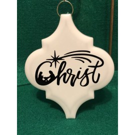 Handmade Christ Ornament With Nativity Scene Christmas Tree Arabesque Tile