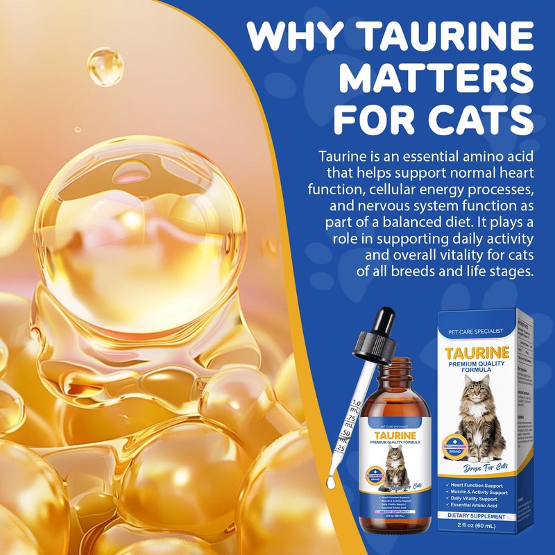 Taurine Drops for Cats – Liquid Taurine Supplement for Eyesight,
