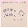 Short Square False Toe Nails - 24Pcs Cat Eye Press