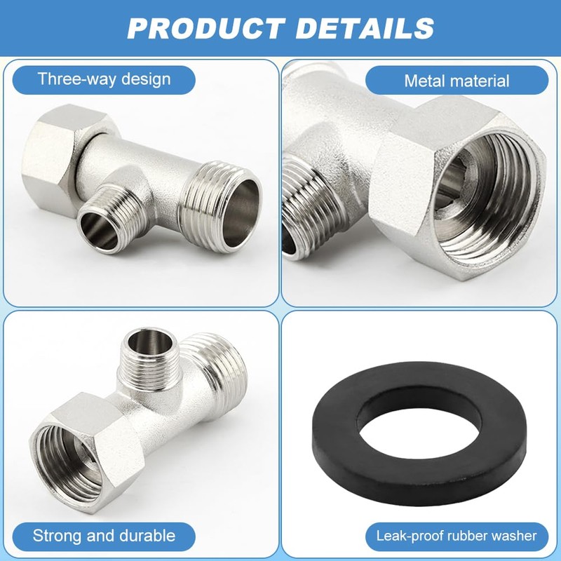 Bidet T Adapter, 3 Way Adapter or Tee Connector (Thread