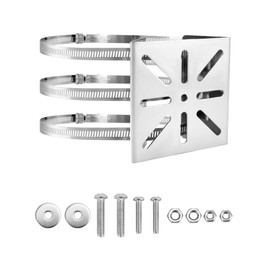 QWORK® Universal Security Camera Bracket Stainless Steel Vertical Mast Mount with 3 Loops Diameter 200 mm