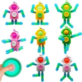 8 Pack Pop Fidget Spinner, Deformable Luminous Fidget Spinners Toy, Wacky Tracks Fidget Toys, Keychain Fidget Toys for Birthday Gifts Basket Stuffers Classroom Prizes Party Favors
