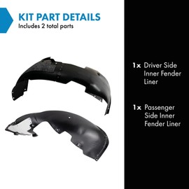 TRQ TRQ Inner Fender Liner Set Compatible with 2017-2018 Hyundai Elantra HY1248159 HY1249161