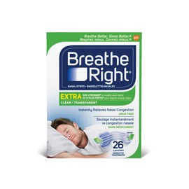 Breathe Right Extra Clear Nightly Sleep, Clear, 26 Count (Pack of 1)