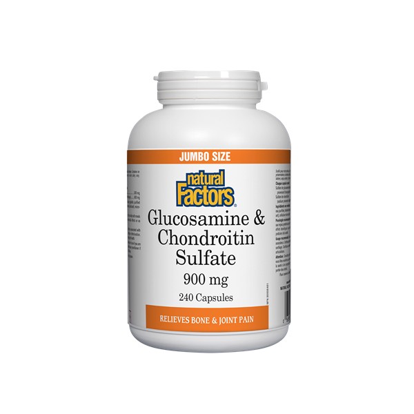 Natural Factors Glucosamine and Chondroitin Sulfate 900mg Capsules, 240 capsules