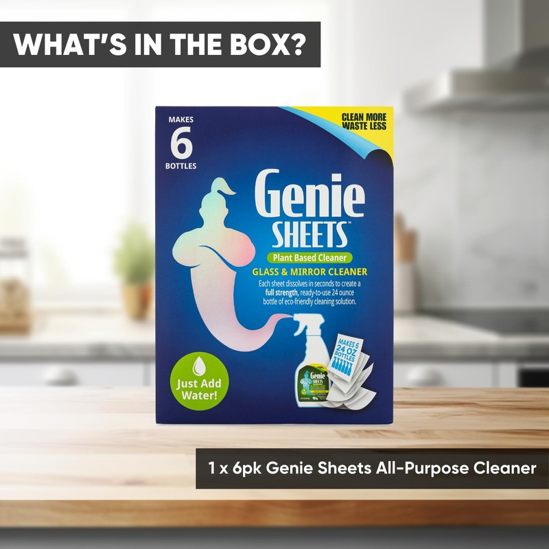 Genie Sheets Glass & Mirror Cleaner | Concentrate Makes 6