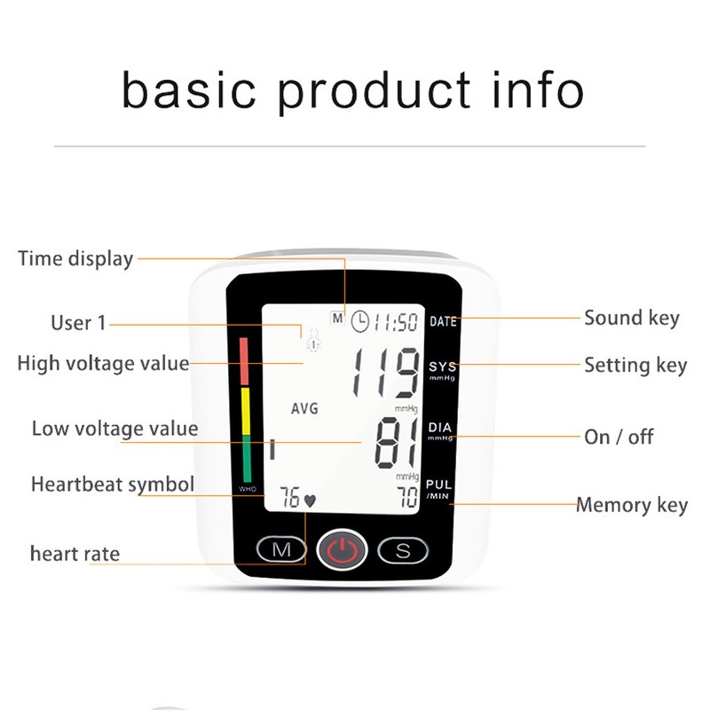 Electric Blood Pressure Monitor Digital Arm Sphygmomanometer With Voice Function