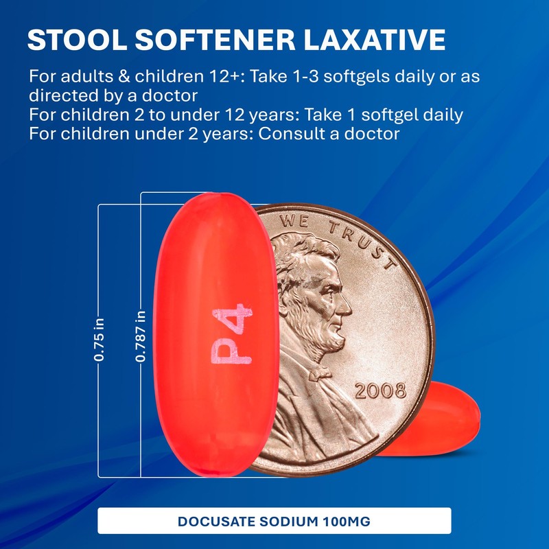 MAJOR Docusate Sodium 100mg Softgels, Stool Softener Laxative for Occasional