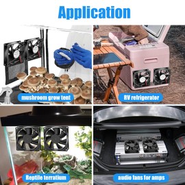 WDERAIR 80mm x 25mm 12V IP67 Waterproof DC Cooling Fan Dual Ball Bearing Ventilation for RV Refrigerator Biltong Box Equipment Cabinet Exhaust 2 Pack