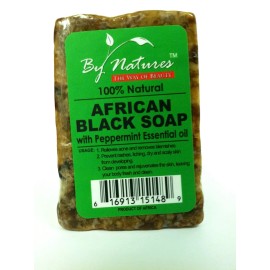 By Natures - 100% Natural African Black Soap With Peppermint Oil